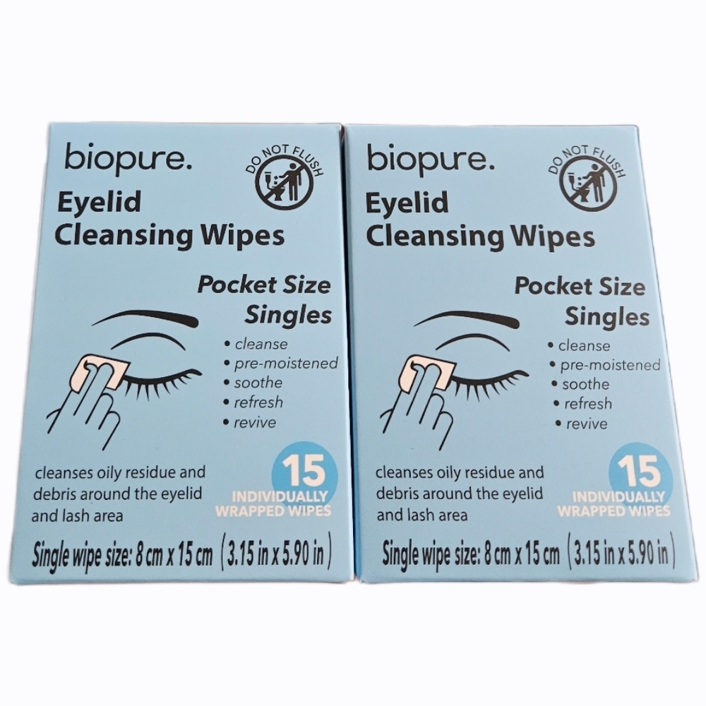 NWT 》2pks/30pcs《 BIOPURE EYELID CLEANSING WIPES!